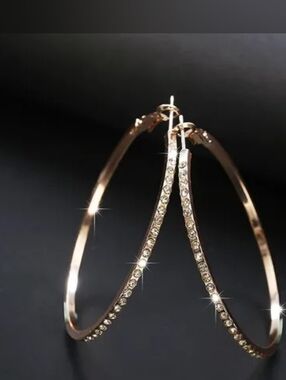 Rose Gold Crystal Hoop Earrings
